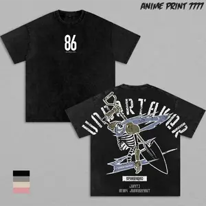 86 Eighty Six Undertaker Anime Double Printed Vintage Washed Tee Unisex Oversize Anime Manga Washed Heavyweight Cotton T-shirt