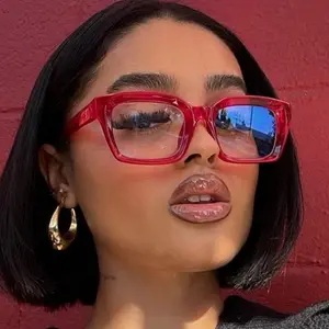 Square Thick Frame Sunglasses for Men and Women Fashionable Blue Light Glasses Unique Design Tortoise Shell Style