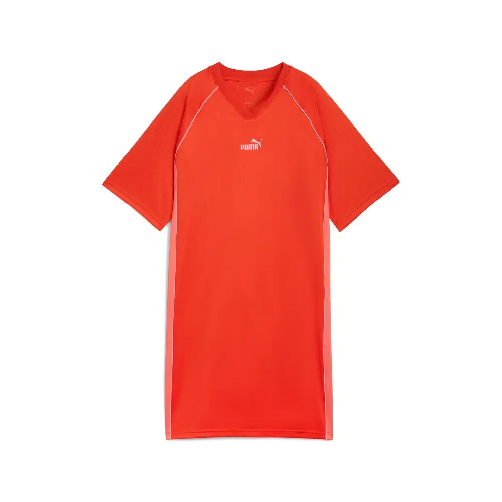 PUMA Womens Essentials Animal V-Neck Short Sleeve Dress Casual Casual - Red