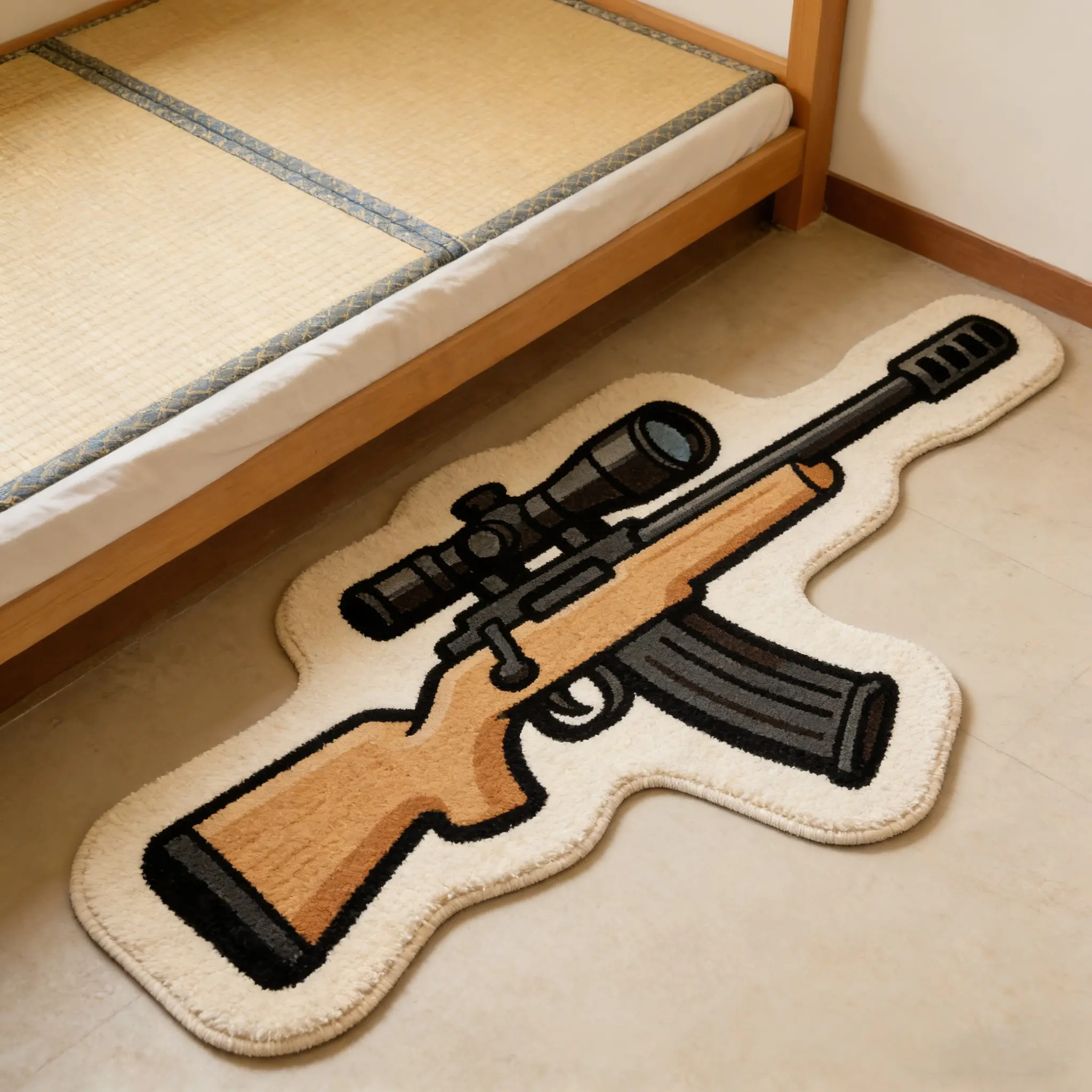 Creative Cool Sniper Gun Shape Large Area Carpet Mat Rug, Washable Plush Carpet for Living Room Bedroom, Home Decor, Modern Minimalist Rug, Soft Area Rug