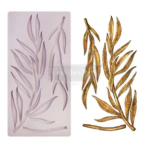 Redesign with Prima Redesign Decor Moulds® - Simple Greenery - 5"x10", 8mm thickness Copyright #VA0002326260 For Furniture molding trim , Wall trim,3D Clay Moulding ,3d Resin mould, Soap Mold, Candle Mould