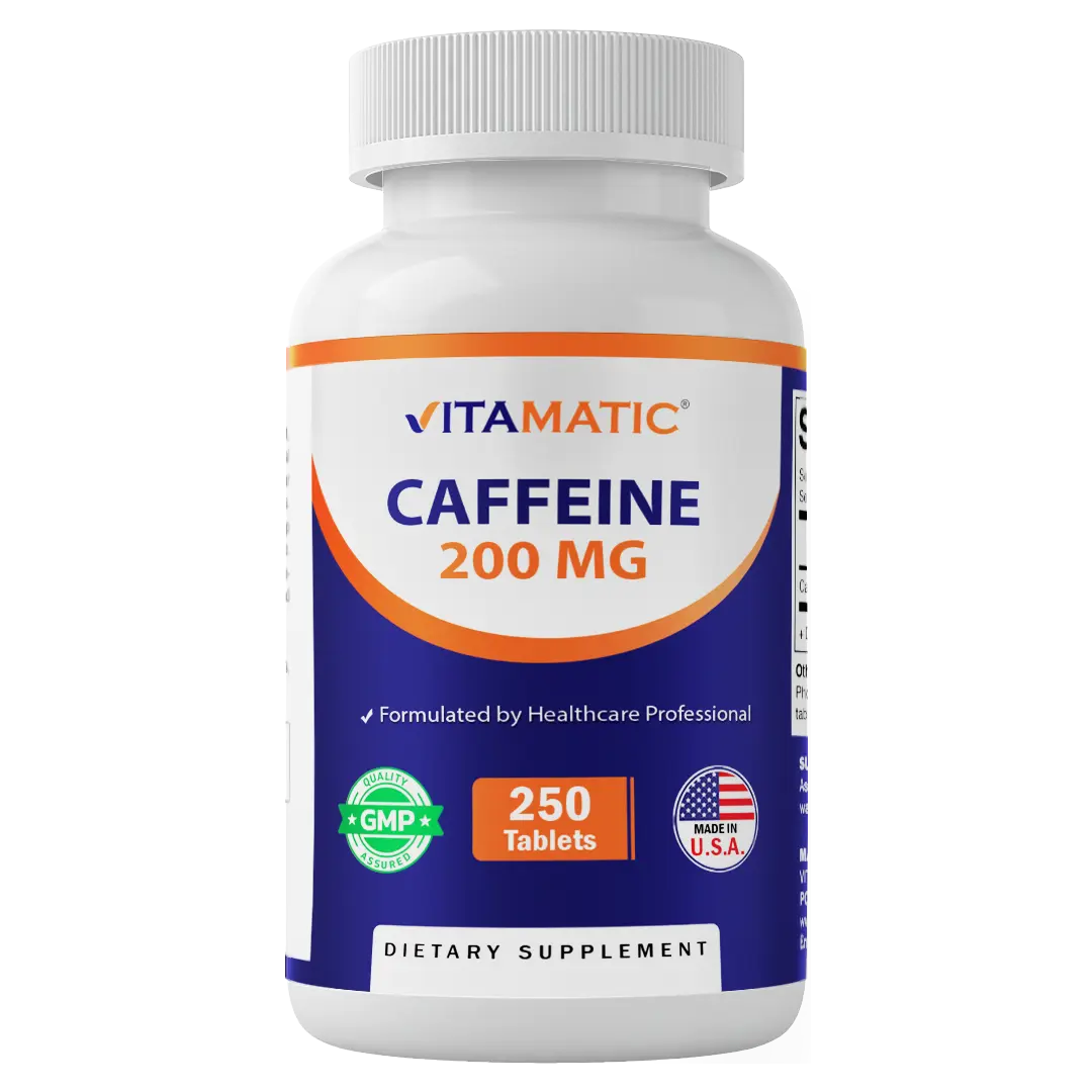 Vitamatic Edible Dietary Supplement Pills - 200mg per Serving, 250 Vegetarian Tablets, Sodium-Free, Magnesium-Free, US-Made, Focus & Energy Support