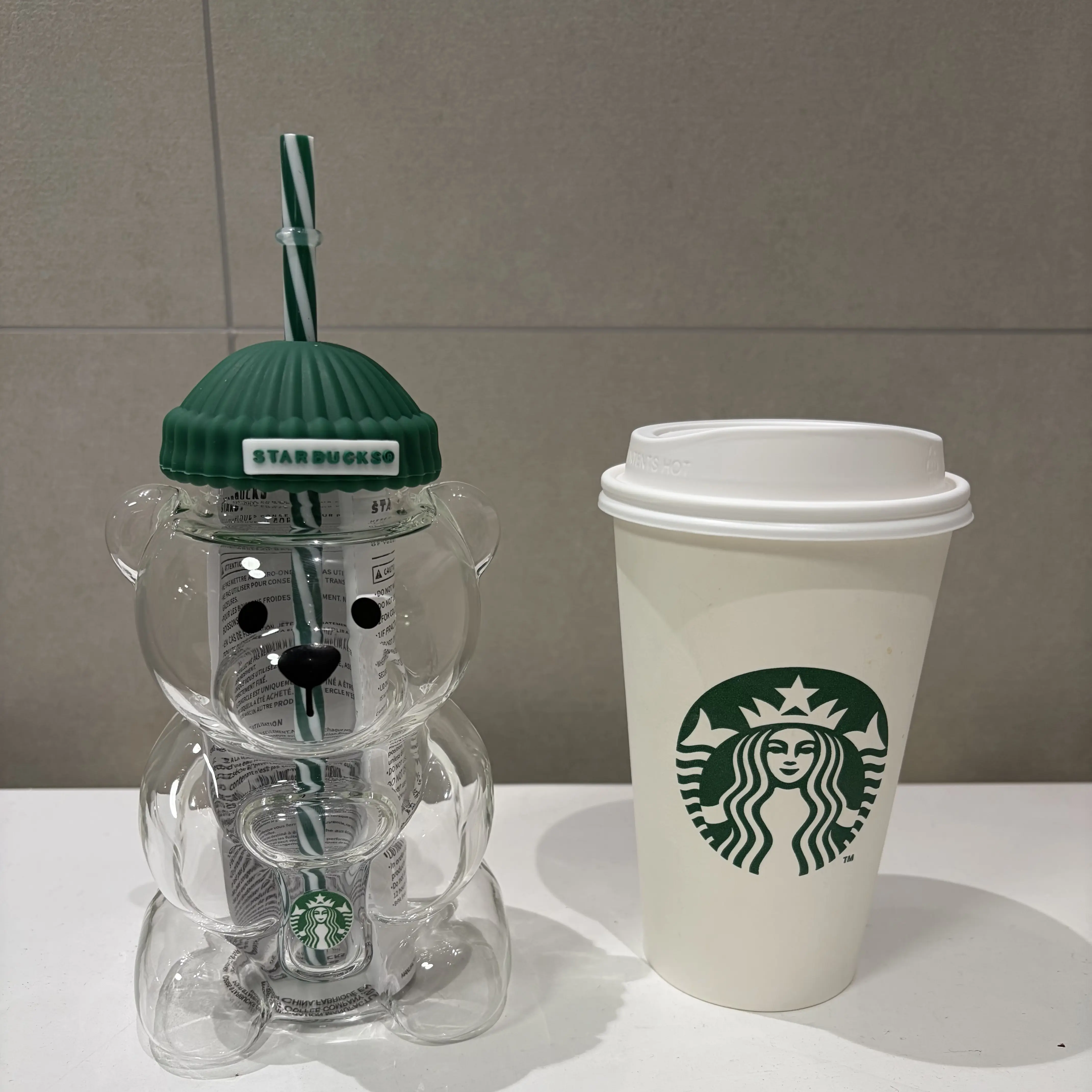 2026 New Starbucks glass cup Barista Bear Cup Limited Edition Glass Cup Xmas gift 591ml