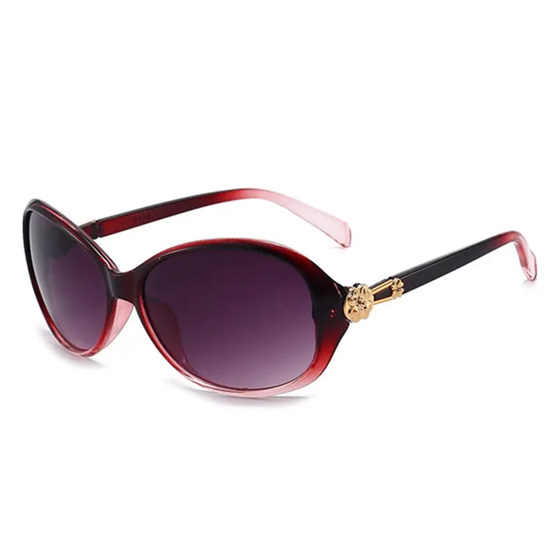 Women’s Oval Sunglasses, Decorative Gold Floral Hinge Design, Lightweight Comfort Nose Pads Gradient Lens Shades For Driving, Travel And Daily Outdoor Wear