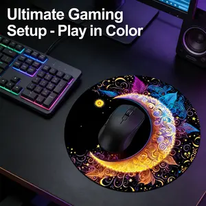 Fashion Moon Shape Mouse Pad, Non-Slip Rubber Base, Small Desktop Mat for PC/laptop, Gaming/mouse Pad, Office Use, Gift for Women, 7.87 Inches