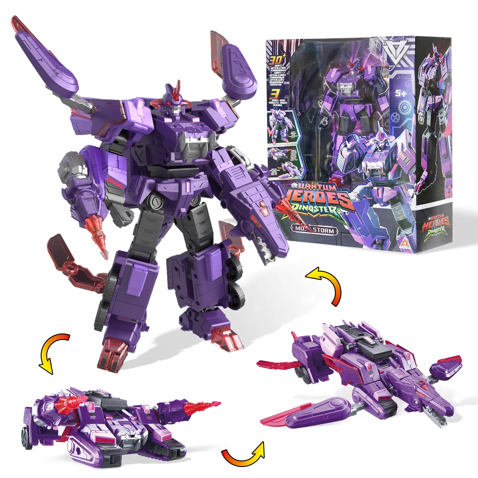 ALPHA GROUP Robot Transformable 3 in 1 Mosa Storm, 8.66 Inches, Toys for Children, Transforming Toys Trolley and Robot for Boys and Girls 5 6 7 8 9 10 Years, Purple
