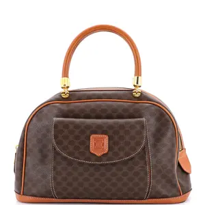 Pre-owned Celine Canvas Coated, Leather Travel Bags Vintage Front Pocket Top Handle Bag Macadam Coated Canvas by Rebag