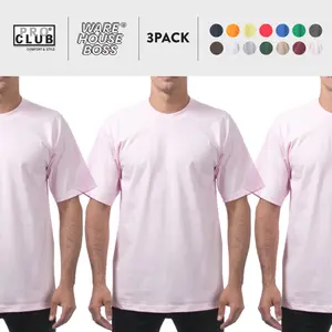 3 Pack PROCLUB Men's Comfort Short Sleeve Shirts PRO CLUB Lightweight Plain Crew Neck T Shirt Casual Basic Cotton Tee Hip Hop Harem