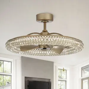 Parrot Uncle 33-inch Antique Silver Modern DC Motor Indoor Reversible Crystal Luxury Ceiling Fan with Lighting and Remote Control