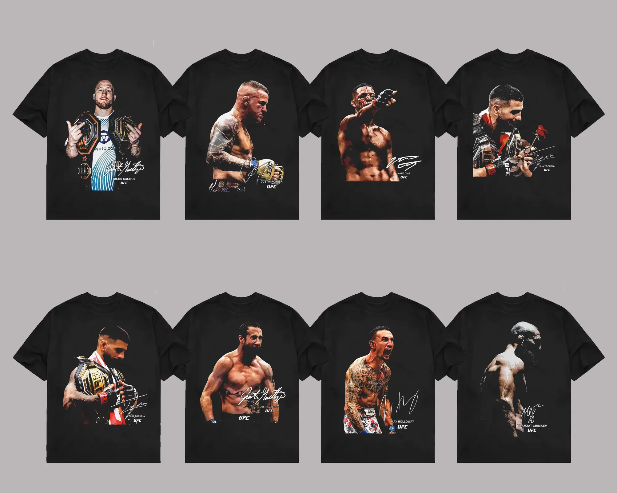 UFC Men's Fighters Collection Short-Sleeve T-Shirt - MMA Fan Apparel, UFC Soft Cotton Round Neck Unisex Streetwear Clothes, UFC MMA Vintage Casual Sweatshirts Crewneck Top for Champions