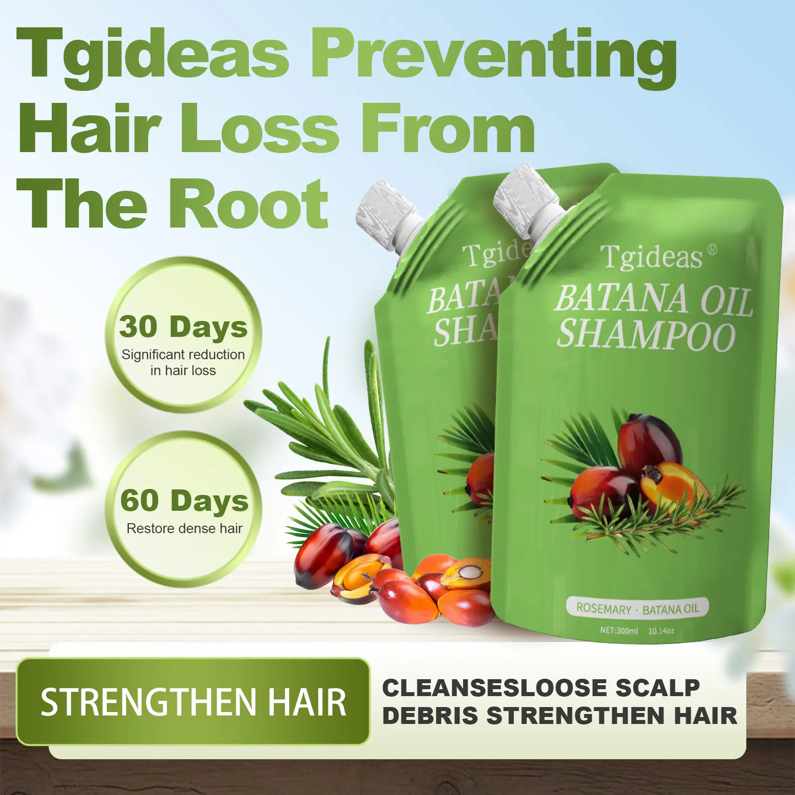 Tgideas Rosemary Batana Oil Shampoo - Promotes hair growth, strengthens hair strands, cleanses hair, contains natural extracts to care for hair, daily hair care 250ml (8.45oz).  #SummerWins #DealsForYouDays