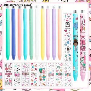 20pcs/40pcs Plastic Ballpoint Pen and Nurse UV DTF Pen Wraps Set for Appreciation Gifts Labor and Delivery Assistant Student Coworkers
