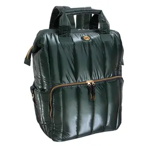 Joan & David Tubular Quilted Metallic Puffer Nylon 18-Inch Workbook Backpack
