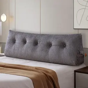 Large Headboard Pillow, Headboard Wedge Pillow Bed Rest Reading Pillow Bolster Triangular for Sitting in Bed-Backrest Positioning Support Long Pillow for Daybed (:59x8x20 Inches,Grey)