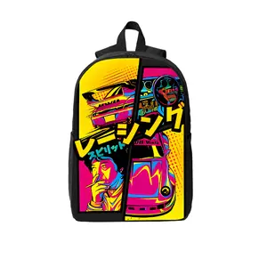 Printed with vibrant neon car motifs, this Racing Pop Art backpack is durable, comfortable to wear, and an ideal choice for streetwear, campus life, and automotive enthusiasts.