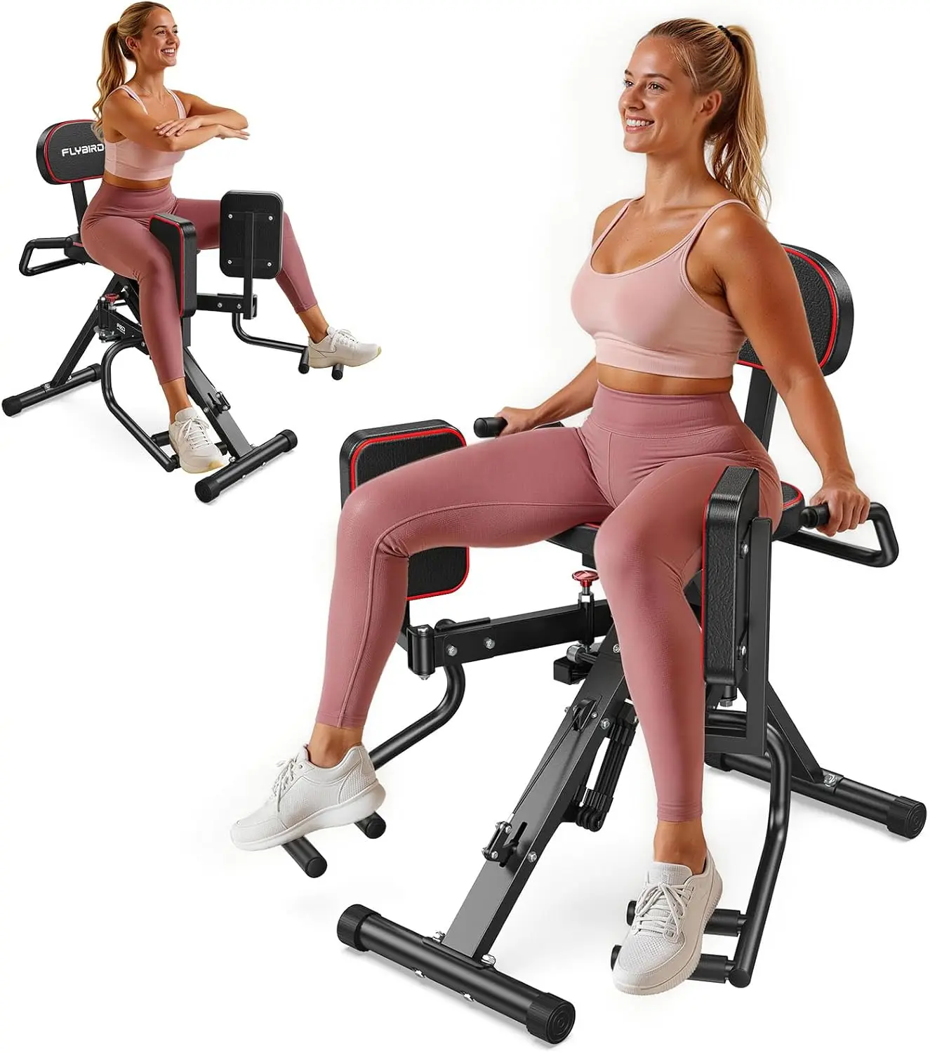 FED Fitness Series HA1 Hip Abductor Machine & Adductor Machine for Home Gym, Glute & Inner Thigh Trainer with 6 Adjustable Resistance Bands, Dual Foot Bar, Up to 108LBS Resistance