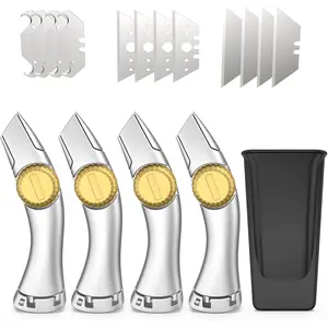 Heavy Duty Roof Knife, 4-Pack Carpet Knife with Replacement Practical Blades, Roof Tool with Stand for Carpet Cutting, Outdoor Indoor Construction Marking