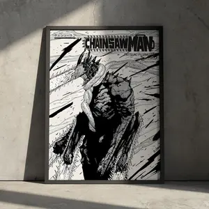 Chainsaw Man Anime Artwork Print, Denji Manga Minimalist Japanese Poster Wall Hanging Decor, Makima Devil Hunter, Gift for Anime Fan