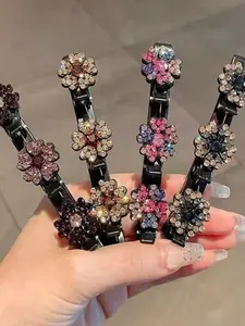 Rhinestone Decorated Hair Clips (8 Counts/set), Fashionable Hair Accessories For Women & Girls, Heatless Styling Tools For Daily Use