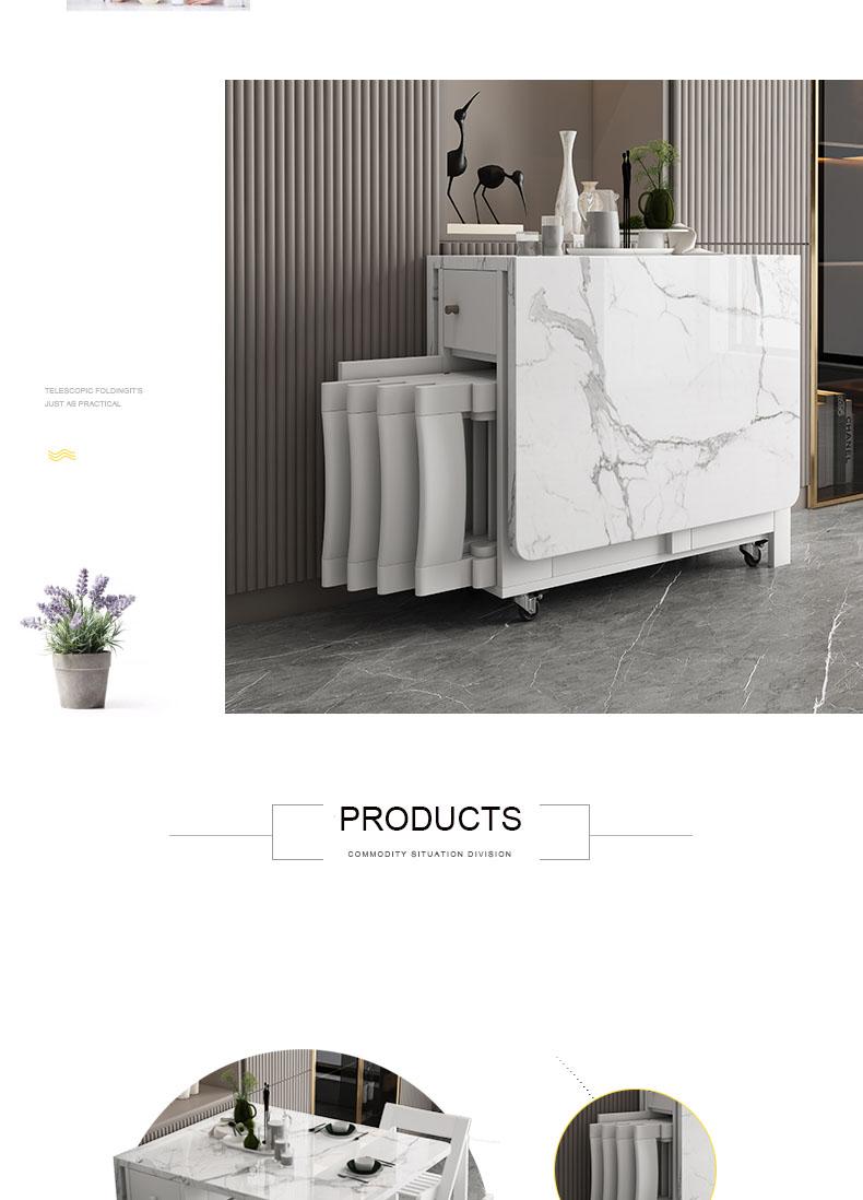 Multifunctional White Rectangle Folding Dining Table Set with Integrated Storage & 4 Chairs