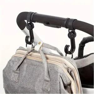 3.7in 2pcs Stroller Rotatable Hooks, Organizer Hooks, Hanging Hooks, Portable Stroller Storage Hooks