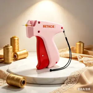 NEW Quick Stitch Gun for Clothes: The Original Invisible Clothing Fixer for Low Necklines & Hemming - Handheld Sewing Kit Includes 2000 Fasteners & 6 Needles (Pink)