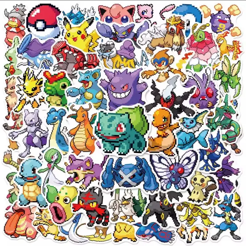50 Pokemon Stickers Old Video Game Graphics Collection