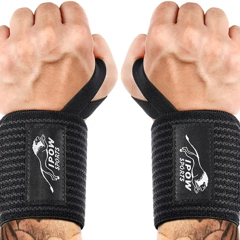 IPOW Unisex Adults' 18-in IPF-Approved Heavy-Duty Wrist Wraps, 2-Pack Gym Accessories with Thumb Loop for Weight Lifting, Working Out Sporty Protective Gear