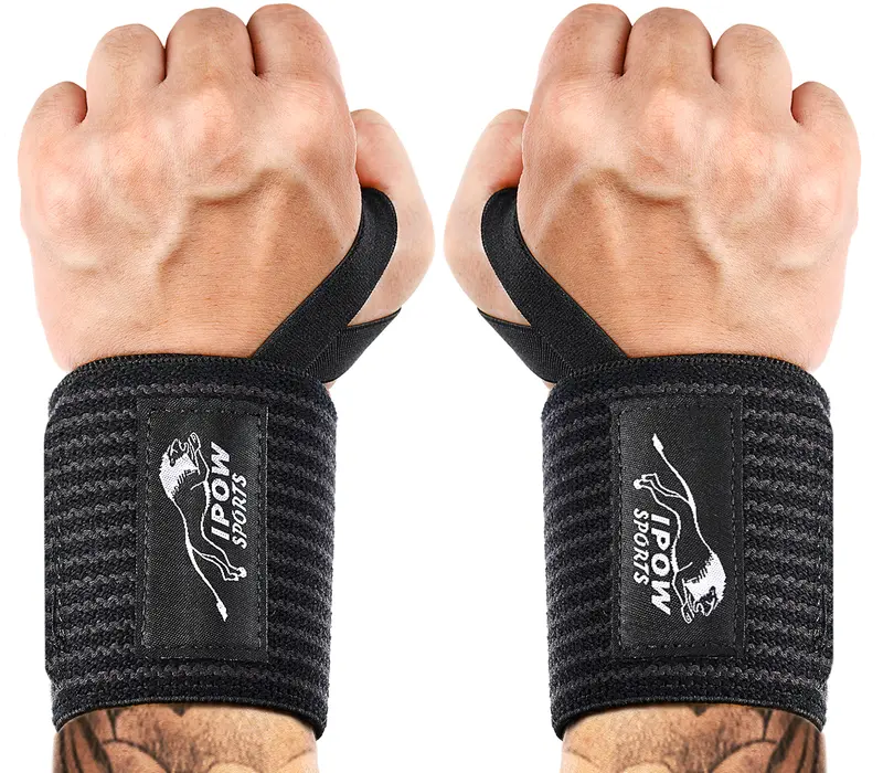 IPOW 18'' Professional Wrist Wraps for Weightlifting 2 Pack(IPF Approved), Heavy Duty Gym Wrist Straps for Working Out, Weight Lifting Wrist Brace for Men & Women, Wrist Support with Thumb Loop