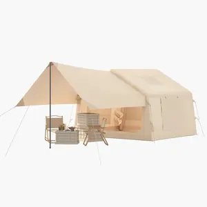 Inflatable Camping Tent for 6-8 People, Easy Setup Blow Up Hot Tent with Skylight, Stove Jack, Hand Pump & Waterproof Oxford Fabric, 4 Season Air Glamping Tent