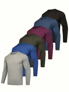 MTTYYD Men's Long Sleeve Sports T-Shirts (Pack of 6) - Breathable Gym Fashion Long Sleeve Shirt for Hiking/Light Outdoor, Available in 2XL