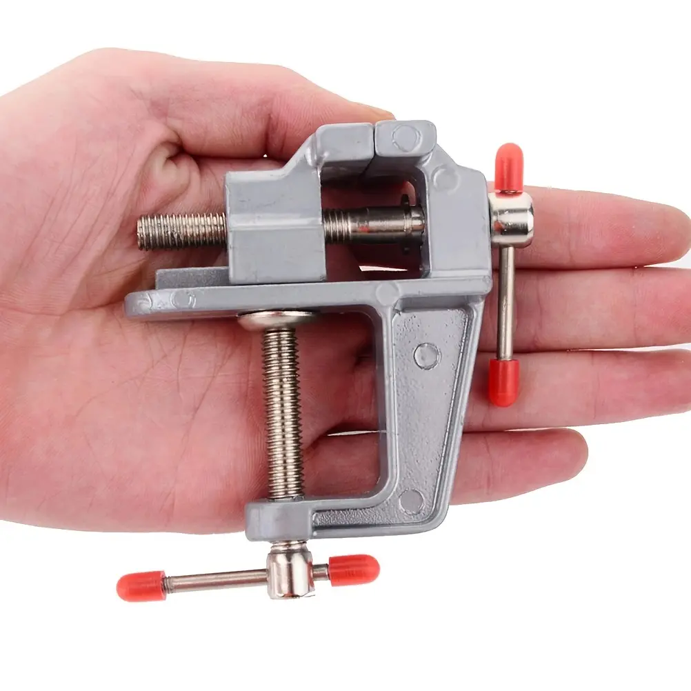Mini Table Vise Clamp, Aluminum Alloy Small Bench Vice Portable Desktop Clamp for Jewelry Craft Repair Model Woodworking DIY Work