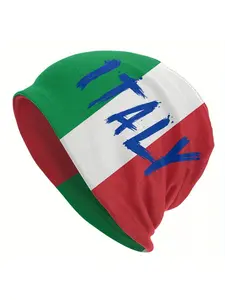 Italian Flag Beanie Hat - Streetwear Skull Cap with Bold ITALY Lettering, Breathable Knit Design for Outdoor & Casual Wear, Comfortable Headgear, Quality Craftsmanship