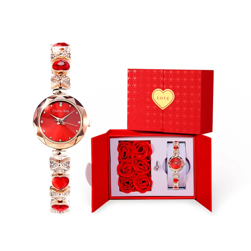 Clvmu Kiai Women's Butterfly Bracelet Watch, Adjustable Dual-Function Waterproof Timepiece. Luxury jewelry gift set with 3 matching accessories and delicate gift box, great for daily & formal wear, ideal present for her.