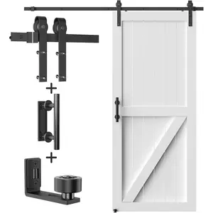 6FT Heavy Duty Sliding Barn Door Hardware Kit - Includes 1 Floor Guide & 1 Pull Handle Set, 6FT Track for 34"-36" Wide Single Door, Smooth Quiet, Easy Installation (No Door Included)
