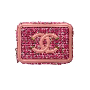 Pre-owned CHANEL Tweed Crossbody Bags Filigree Pink & Pink Leather Vanity Case(27***78) CC1577