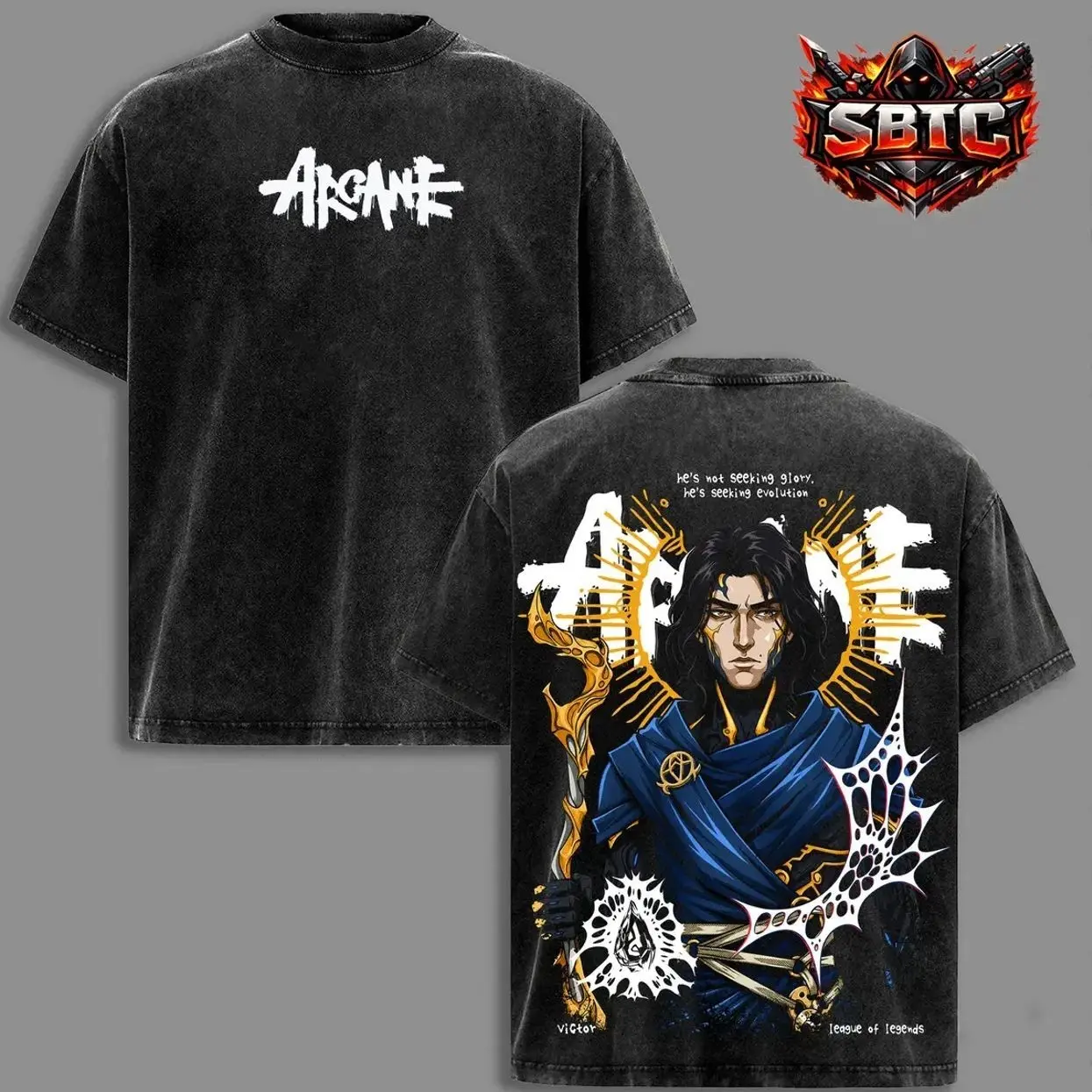 Viktor Arcane League of Legends Graphic T-Shirt, Herald of the Arcane Gaming Tee, Evolution Inspired Champion Shirt, Double-Sided Acid Wash Cotton Top, Oversized MOBA Streetwear, Vintage Gamer Apparel, Lightweight Unisex Fantasy Game Gift 8DV