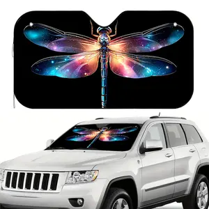 1pc, Cosmic Dragonfly Wings Pattern Car Windshield Sunshade, UV Protective Sunshade, Polyester Material, Universal Fit, Perfect for City Travel, Scenic Routes, Long Commutes, and Protecting Your Vehicle Interior from Heat and Sun
