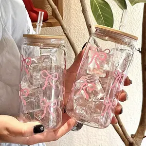 2 Butterfly Print Water Cups with Lid and Straw, 16oz Ice Coffee Mug, Tea Juice Milk Gift, Office Restaurant Classroom Picnic Party Use