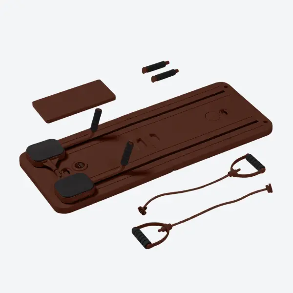 BetterMe Chocolate Brown Pilates Reformer - Portable Compact Home Gym Equipment, Foldable Fit Design with Dual Bands for Core Strength Training & Full-Body Workouts, Ideal for Reformers Pilates