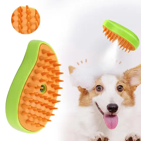 Creative Pet Grooming Brush Electric Spray Hair Removal Comb for Dogs Yellow Green Ergonomic Design Comfortable Grooming Tool