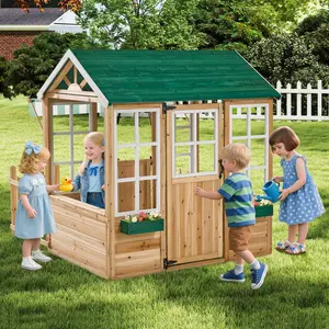 Segmart Kids Wooden Playhouse Outdoor, Durable Backyard Playhouse with Kitchen, Snack Bar, Gardening Tools & Fence | Casa para Niños de Jardín