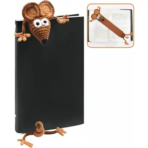 3D Crochet  Bookmark Leather Cute Handmade Crocheted Book Mark for Women Reading Lover   Funny Cool Bookmarks (Brown )