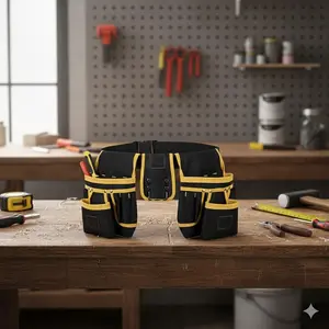 Heavy Duty 26-Pocket Magnetic Tool Belt for Men, Adjustable Waist Pack Portable Tool Bag with Detachable Durable Storage, Industrial Carpenter Electrician Construction Gear, Comfortable Anti-Slip Waist Bag for Outdoor Work