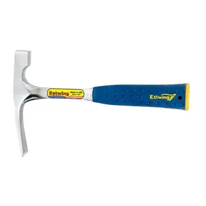 EstWing E3-20BLC 20 oz Solid steel brick layer with blue vinyl shock reduction grip and patented end cap