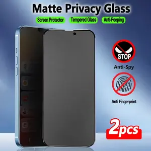 2pcs Matte Privacy Screen Protector For iPhone 17/16/15/14/13/12/11/17 Pro Max/17 Air/16 Pro Max/16e/Plus/Mini/X/XR/XS Max,9H Hardness Tempered Glass Film,Anti-Scratch,Anti-fingerprint,Full Coverage,Frosted Glass,Anti-Peeping