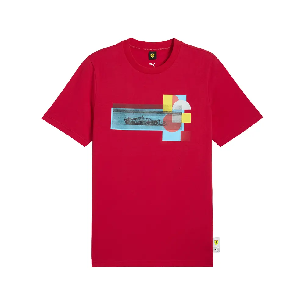 PUMA Mens Scuderia Ferrari Race Graphic Crew Neck Short Sleeve Casual Tops Casual - Red