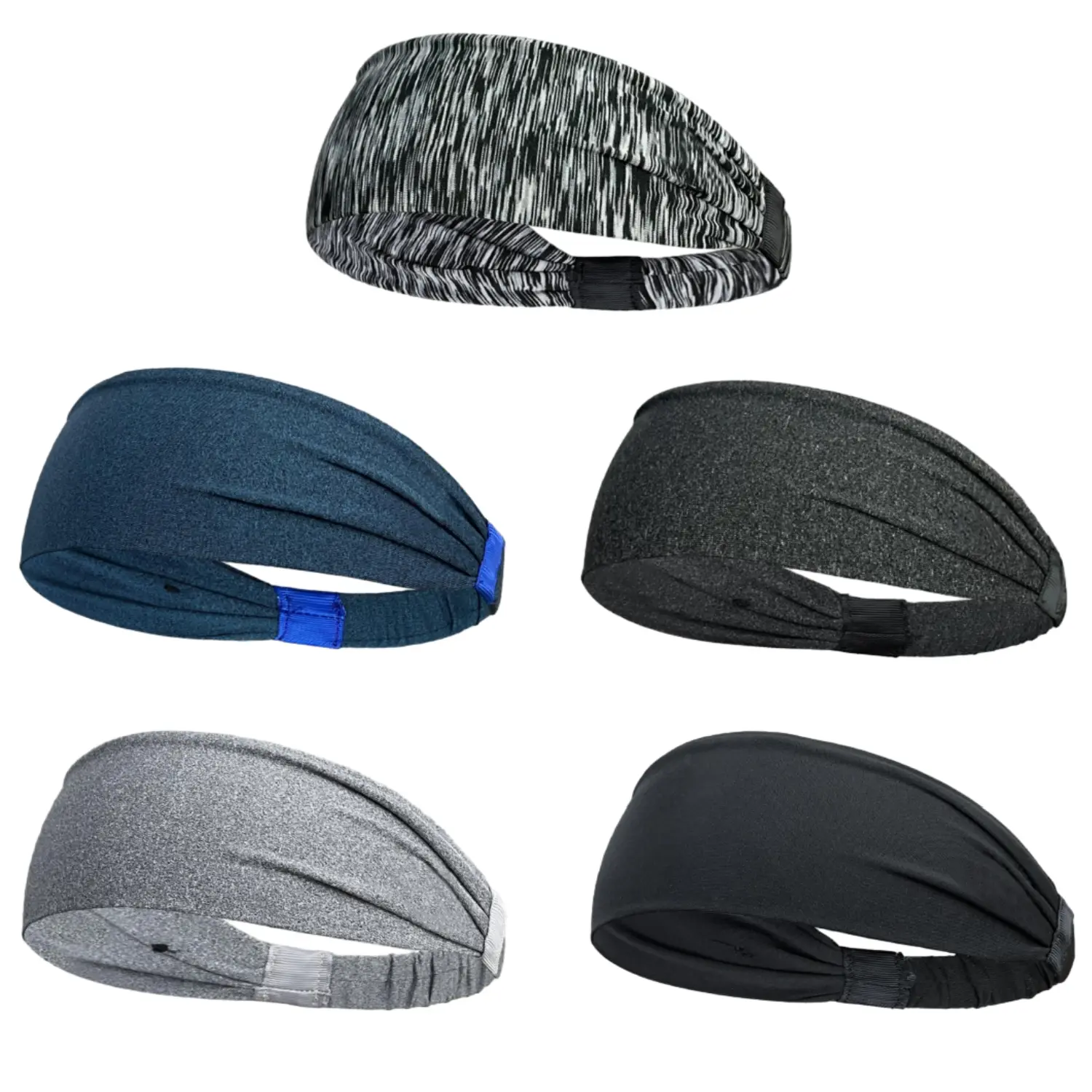 5 Pieces Sweat Wicking Workout Headbands for Women, Soft Fabric, Sweat Absorbing Design, Stretchy Secure Fit, Workout & Daily Wear