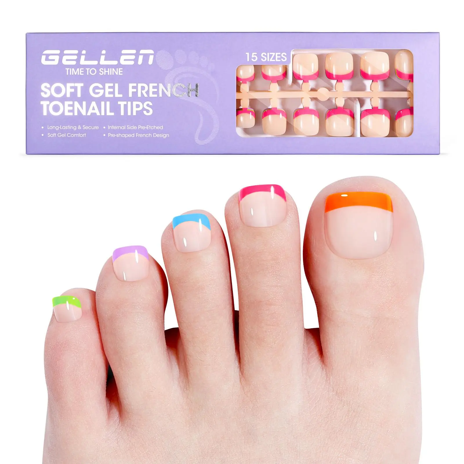 150pcs Colorful Toe Nail Tips