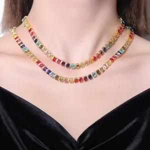 Colorful Zircon outh Korea Xuan Ya Fahion All-Match Temperament Entry Lux Necklace Neck Acceorie Bracelet